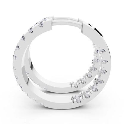 Pear Round Lab Grown Diamond Three-Stone Hoop Earrings, right side view