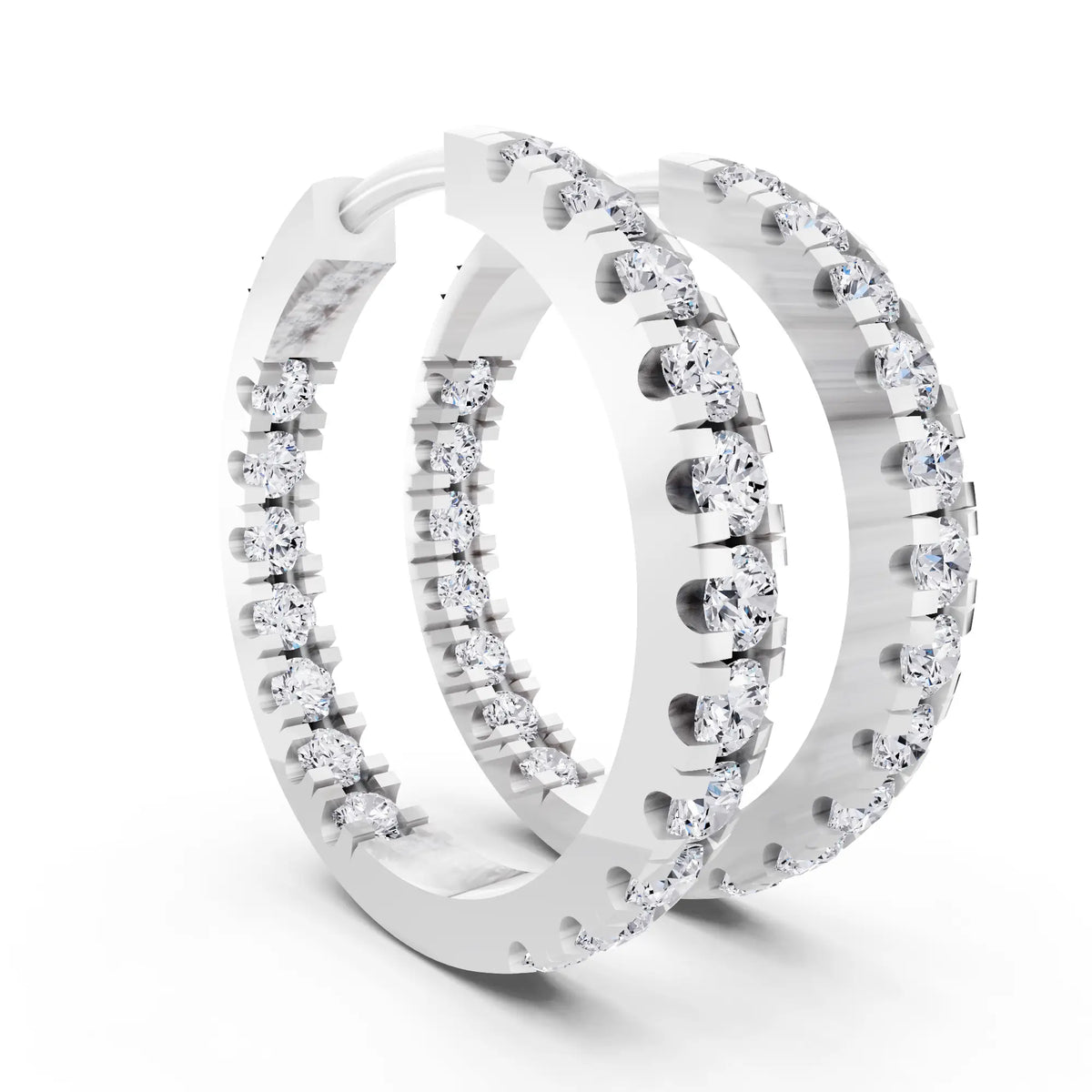 Pear Round Lab Grown Diamond Three-Stone Hoop Earrings, top view