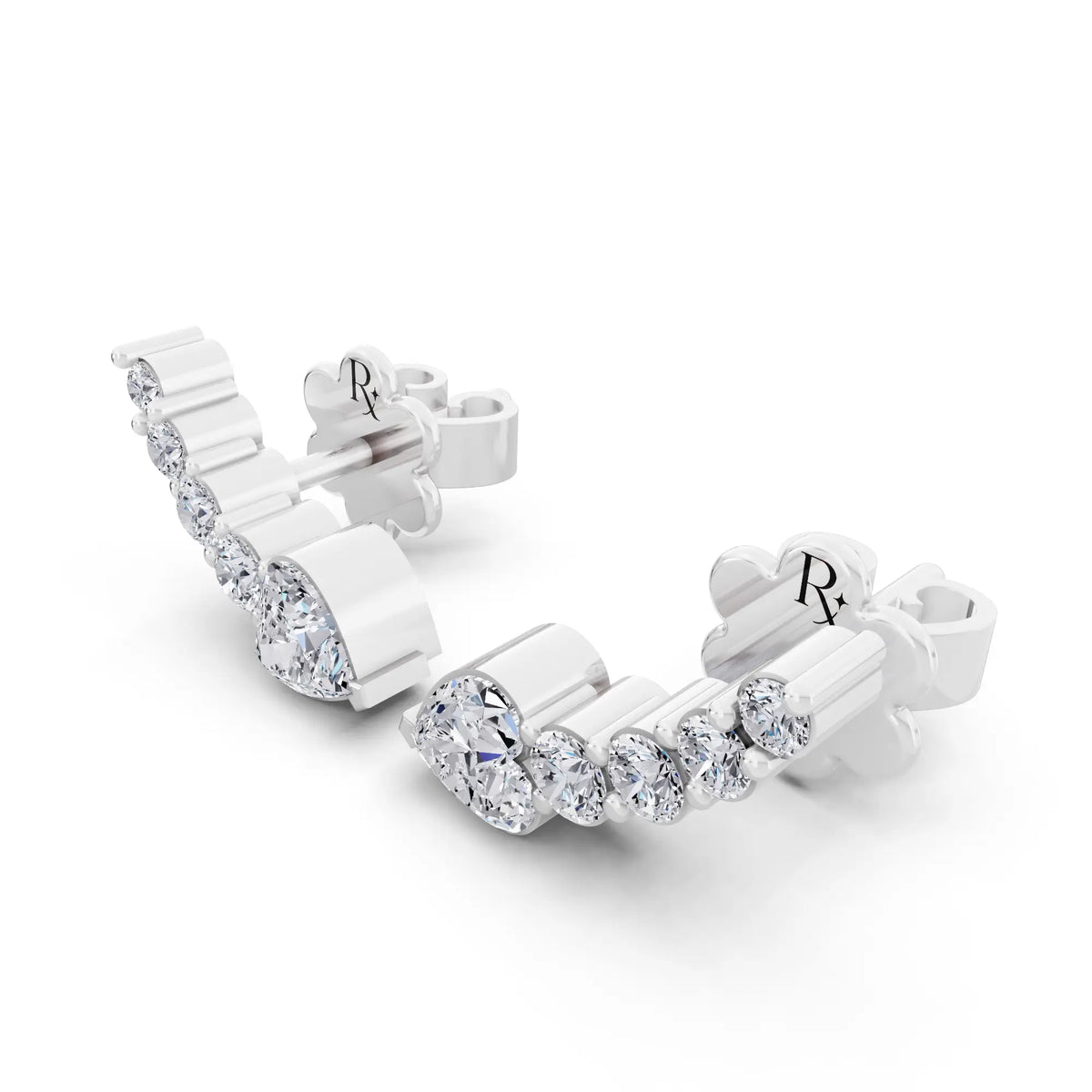 Lab Grown Diamond Heart Three Stone Earrings, campaign image