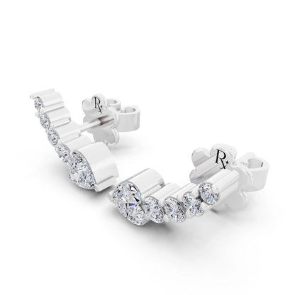 Lab Grown Diamond Heart Three Stone Earrings, campaign image