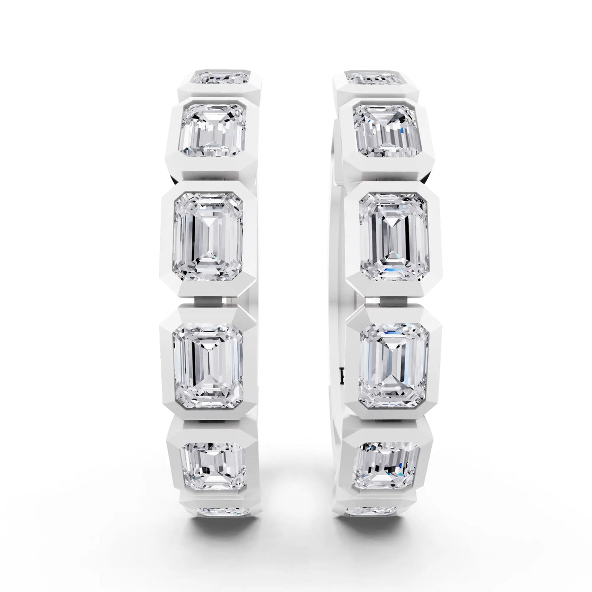 Round Lab Grown Diamond Pave Hoop Earrings, front view