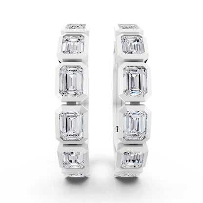 Round Lab Grown Diamond Pave Hoop Earrings, front view