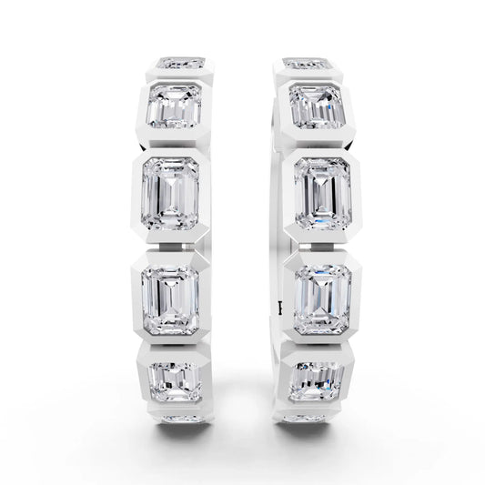 Round Lab Grown Diamond Pave Hoop Earrings, front view