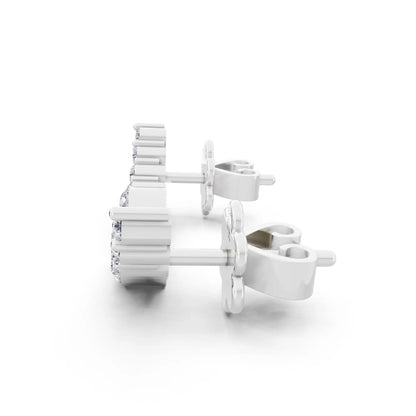 Lab Grown Diamond Heart Three Stone Earrings, right side view