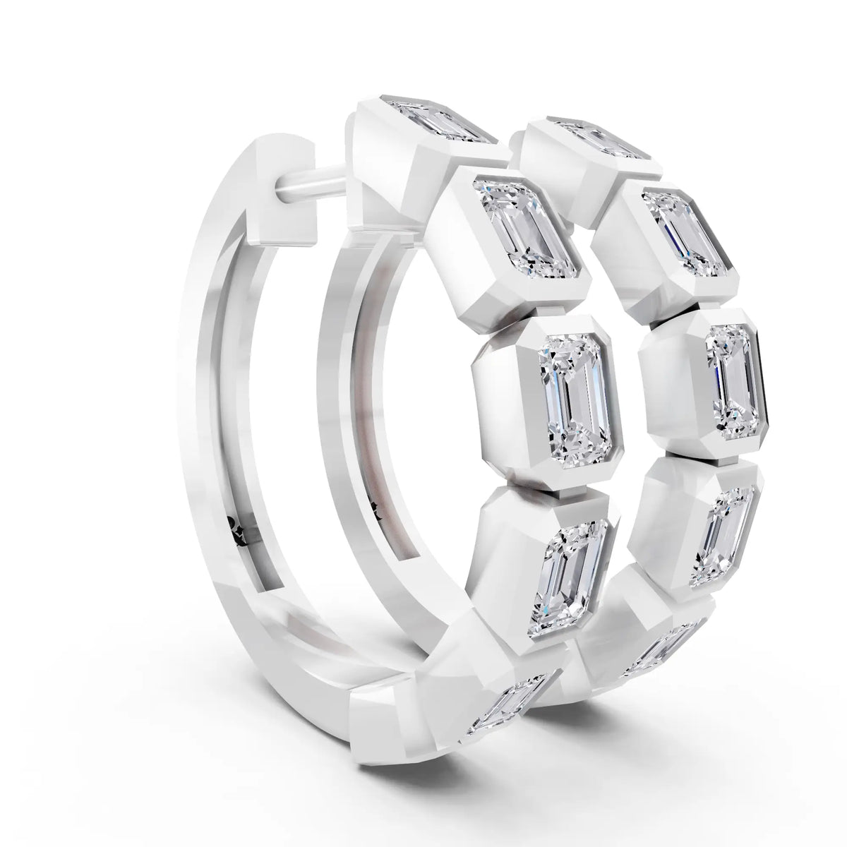Round Lab Grown Diamond Pave Hoop Earrings, top view