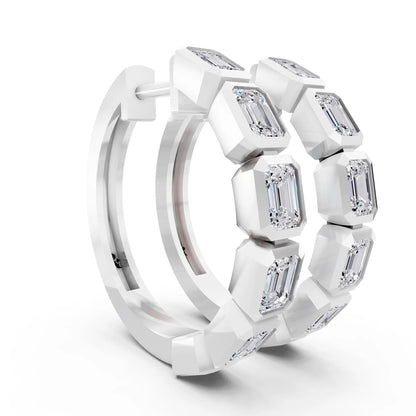 Round Lab Grown Diamond Pave Hoop Earrings, top view