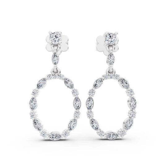 Lab Grown Diamond Oval Hoop Drop Earrings, front view