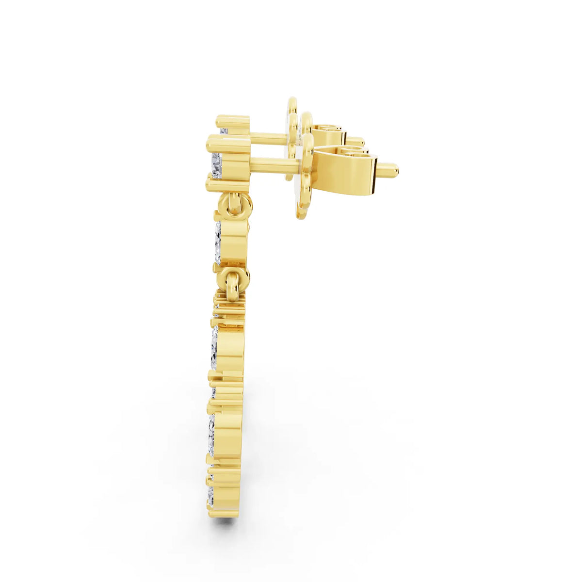 Yellow Gold Lab Grown Diamond Oval Hoop Drop Earrings, right side view