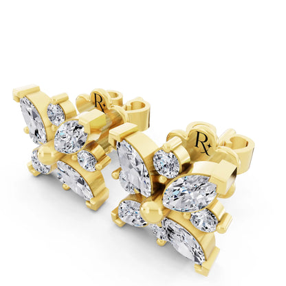 Yellow Gold Lab Grown Diamond Cluster Earrings, campaign image
