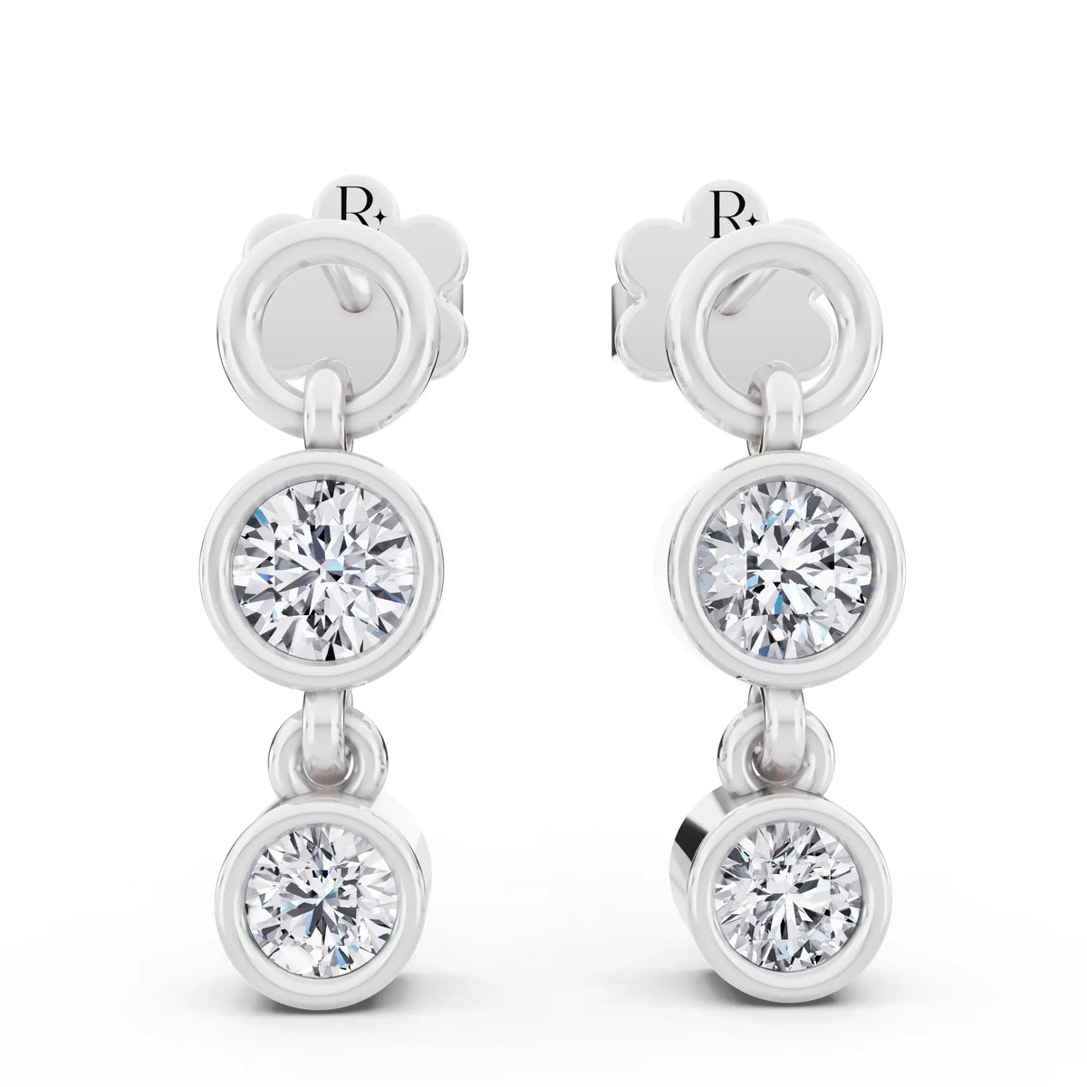 Cascading Round Lab Grown Diamond Drop Earrings, front view