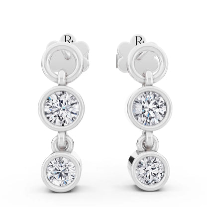 Cascading Round Lab Grown Diamond Drop Earrings, front view