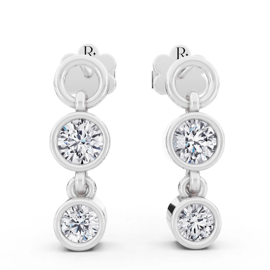 Cascading Round Lab Grown Diamond Drop Earrings, front view