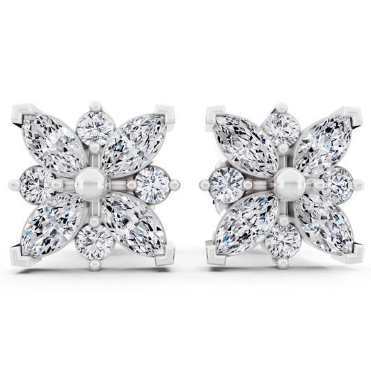 Lab Grown Diamond Cluster Earrings, front view