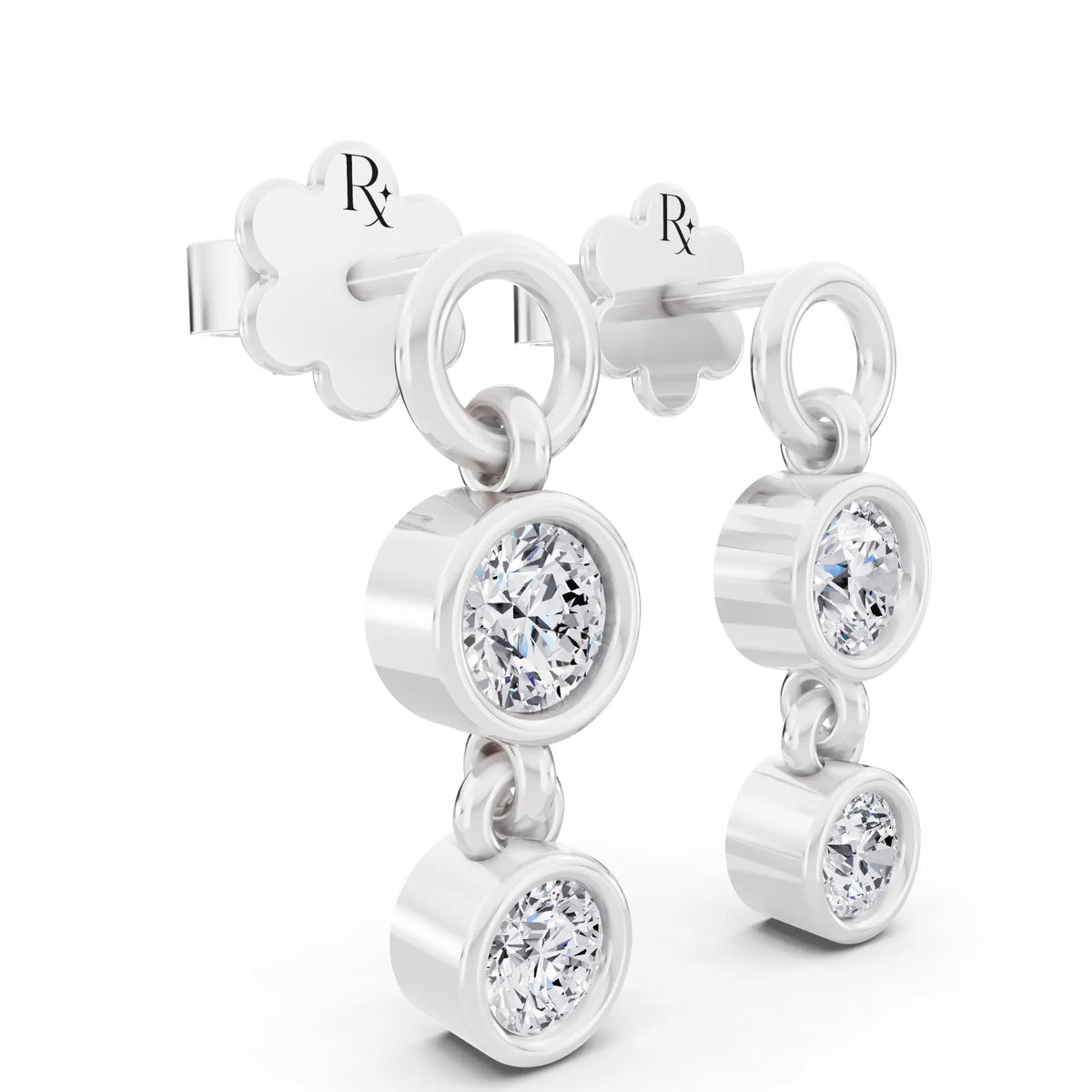 Cascading Round Lab Grown Diamond Drop Earrings, top view