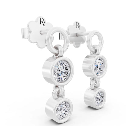 Cascading Round Lab Grown Diamond Drop Earrings, top view