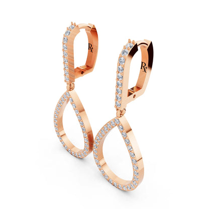 Rose Gold Lab Grown Diamond Teardrop Pave Earrings, campaign image