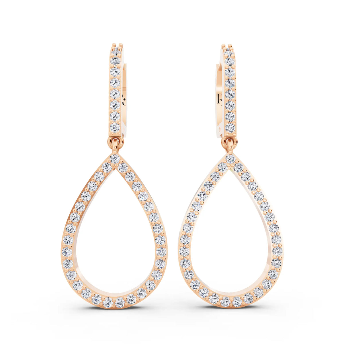 Rose Gold Lab Grown Diamond Teardrop Pave Earrings, front view