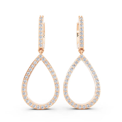 Rose Gold Lab Grown Diamond Teardrop Pave Earrings, front view
