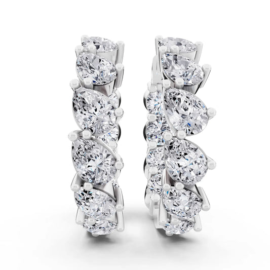 Lab Grown Diamond Pave Hoop Earrings with Charm Drop 26.5mm, front view