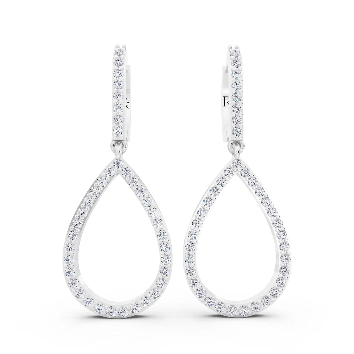 Lab Grown Diamond Teardrop Pave Earrings, front view