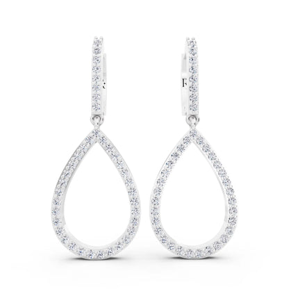 Lab Grown Diamond Teardrop Pave Earrings, front view