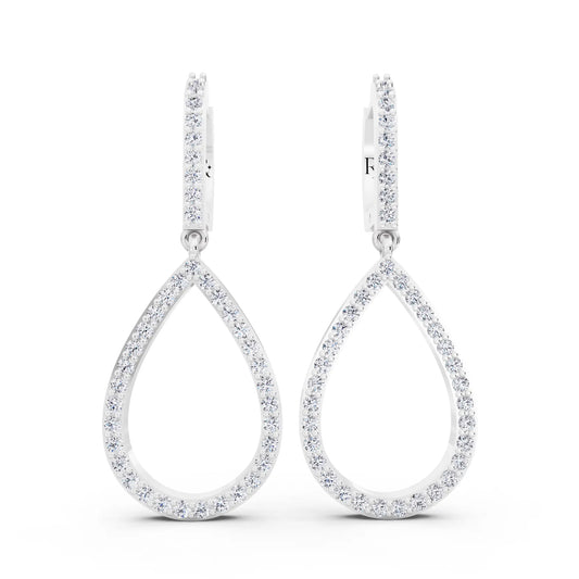 Lab Grown Diamond Teardrop Pave Earrings, front view