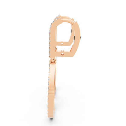 Rose Gold Lab Grown Diamond Teardrop Pave Earrings, right side view