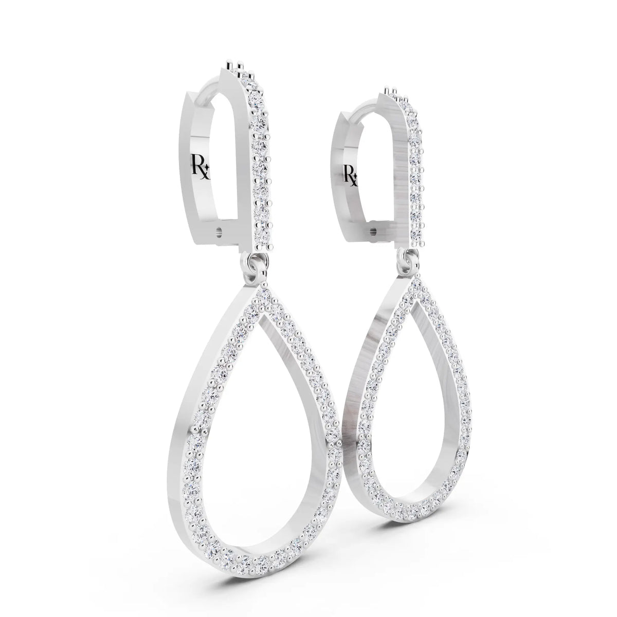 Lab Grown Diamond Teardrop Pave Earrings, top view