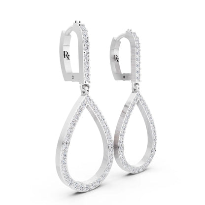Lab Grown Diamond Teardrop Pave Earrings, top view