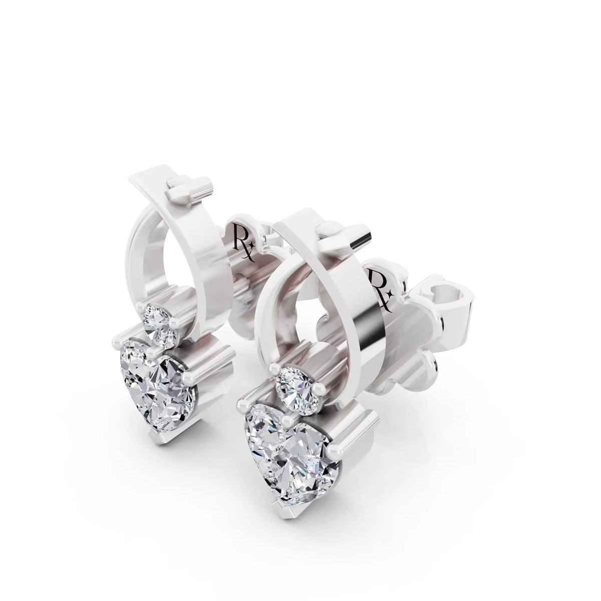 Lab Grown Diamond Heart Drop Earrings, campaign image