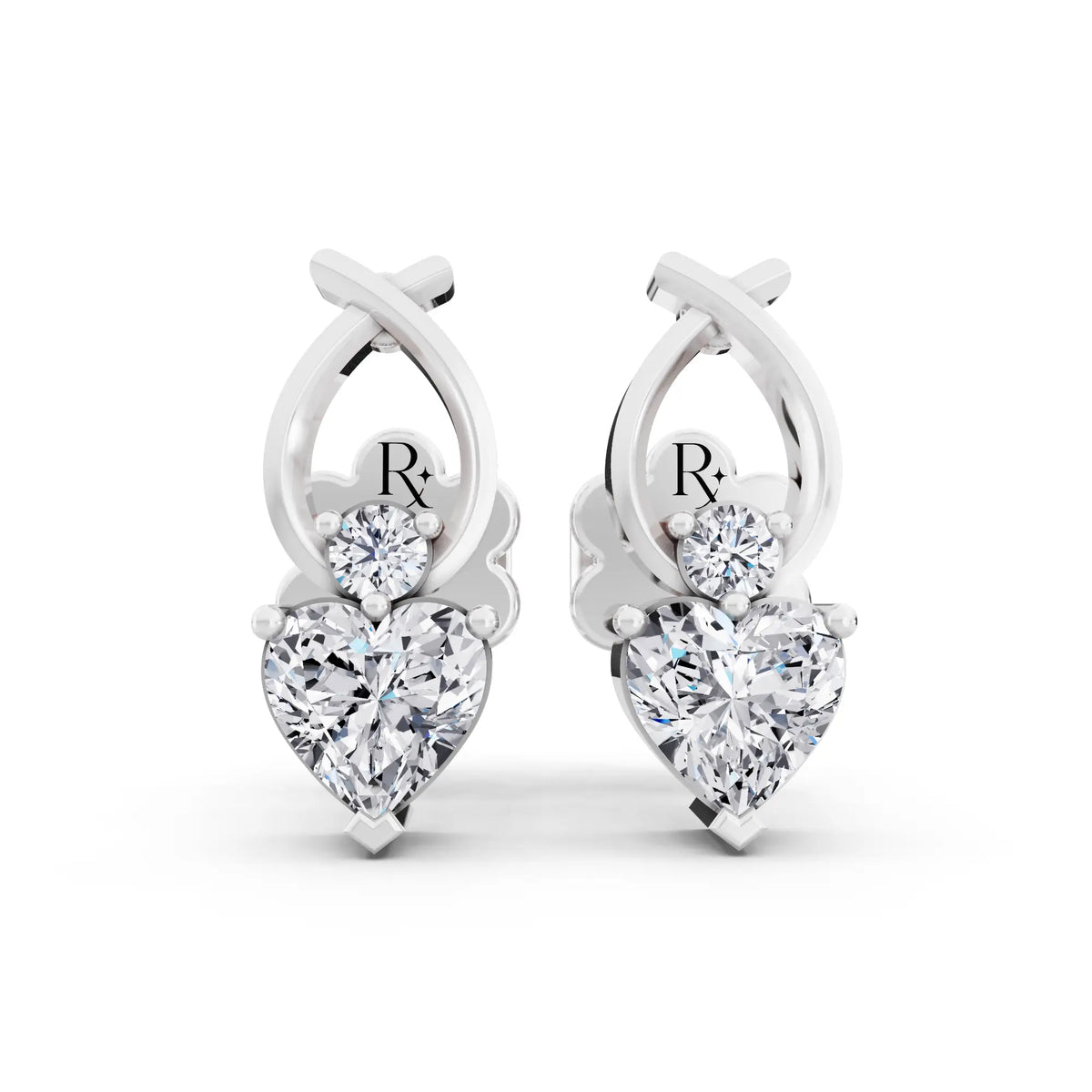 Lab Grown Diamond Heart Drop Earrings, front view