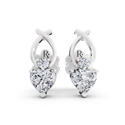 Lab Grown Diamond Heart Drop Earrings, front view