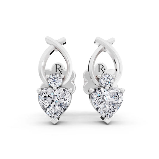 Lab Grown Diamond Heart Drop Earrings, front view