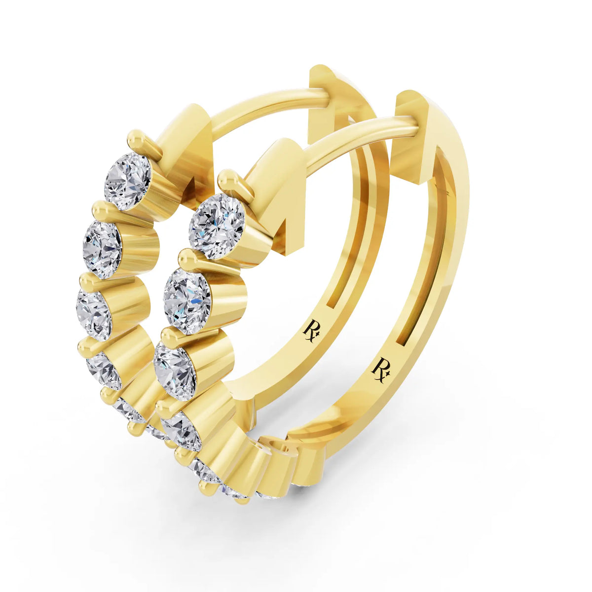 Yellow Gold Lab Grown Diamond Side Pave Hoop Earrings, campaign image