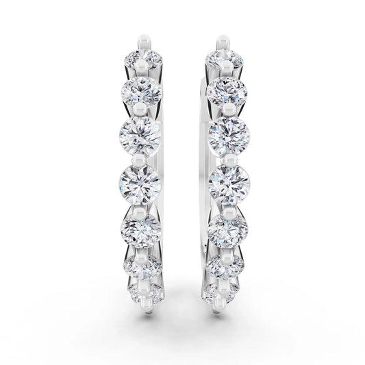 Lab Grown Diamond Side Pave Hoop Earrings, front view