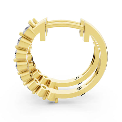Yellow Gold Lab Grown Diamond Side Pave Hoop Earrings, right side view