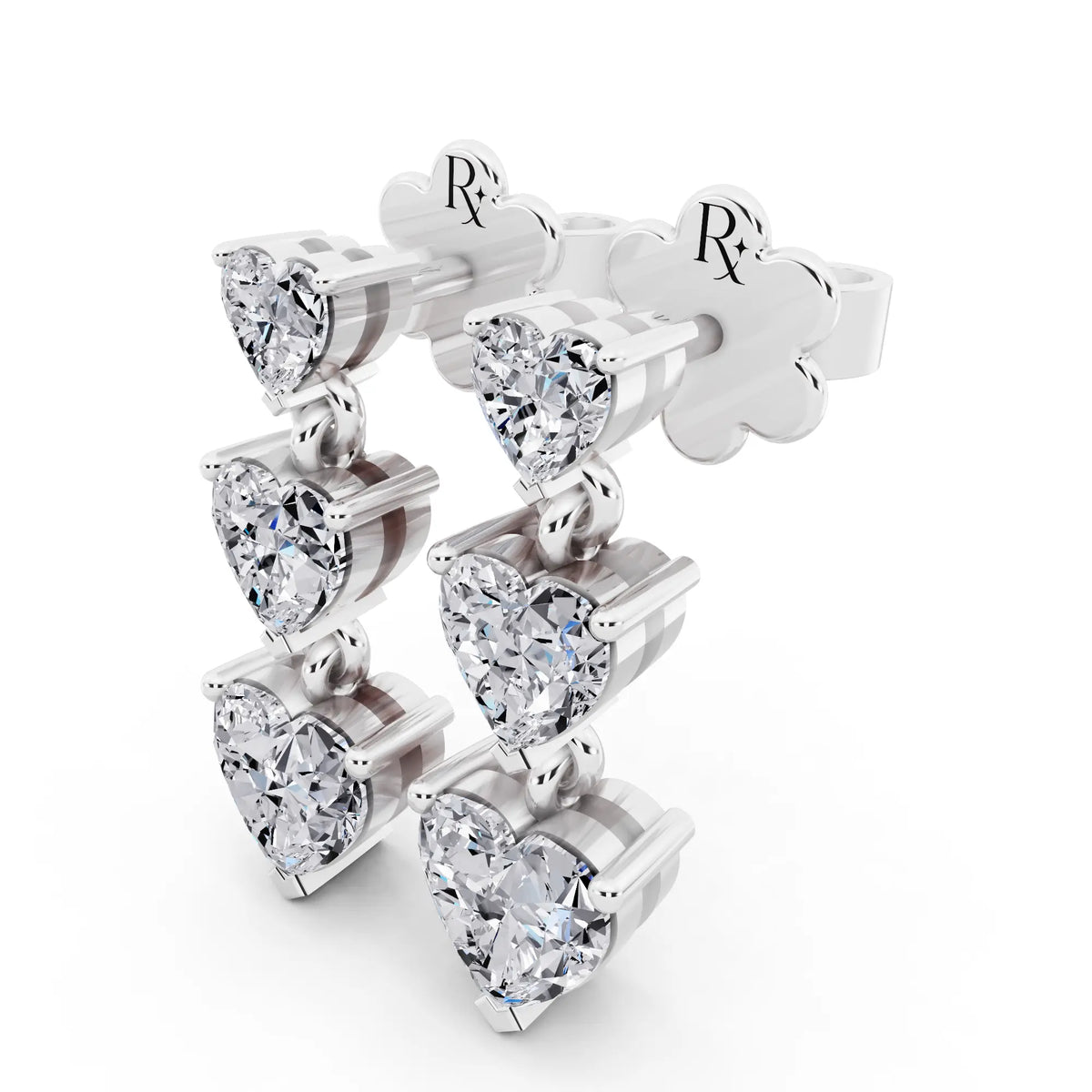 Lab Grown Diamond Three Heart Drop Earrings, campaign image
