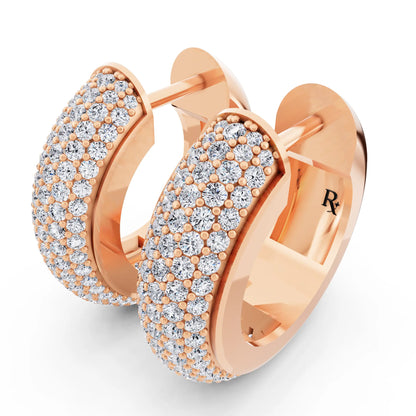 Rose Gold Lab Grown Diamond Full Pave Chunky Hoop Earrings, campaign image