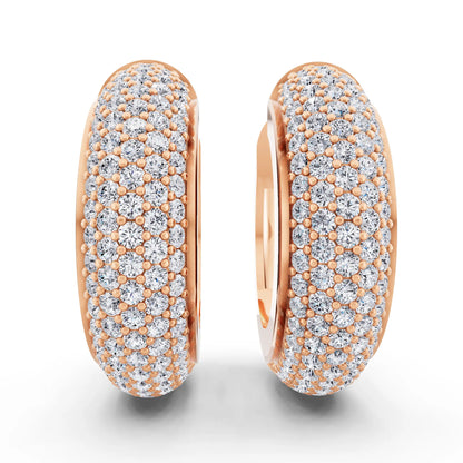 Rose Gold Lab Grown Diamond Full Pave Chunky Hoop Earrings, front view