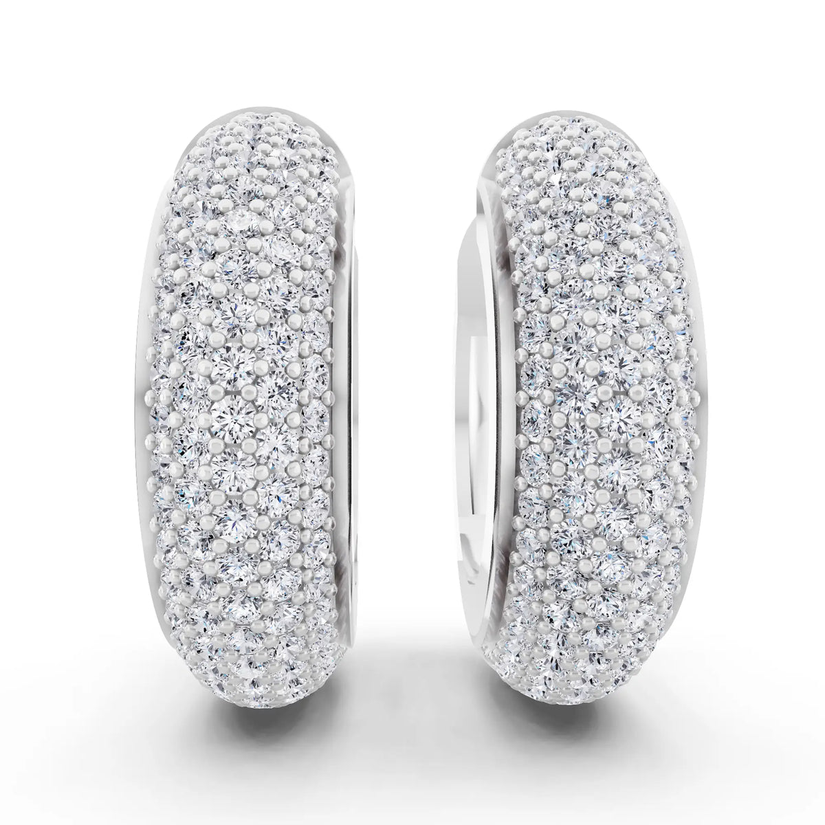 Lab Grown Diamond Full Pave Chunky Hoop Earrings, front view