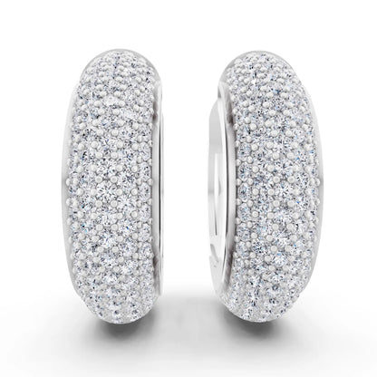 Lab Grown Diamond Full Pave Chunky Hoop Earrings, front view