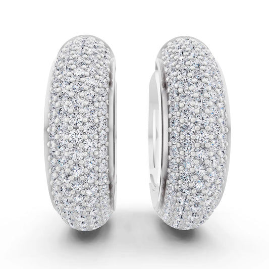 Lab Grown Diamond Full Pave Chunky Hoop Earrings, front view