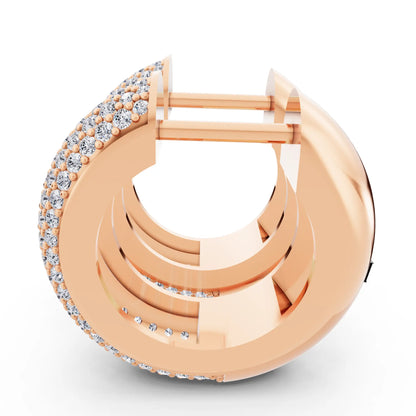 Rose Gold Lab Grown Diamond Full Pave Chunky Hoop Earrings, right side view