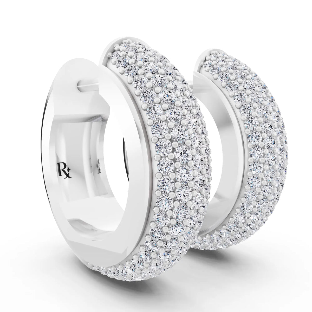 Lab Grown Diamond Full Pave Chunky Hoop Earrings, top view