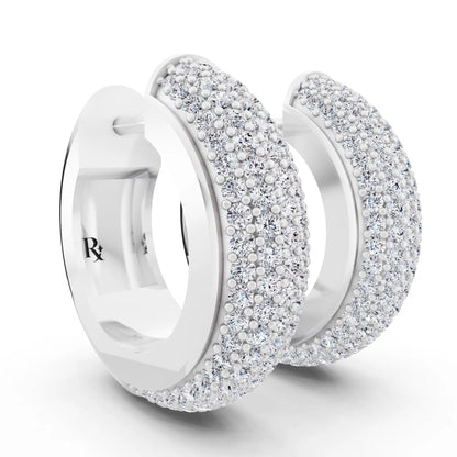 Lab Grown Diamond Full Pave Chunky Hoop Earrings, top view