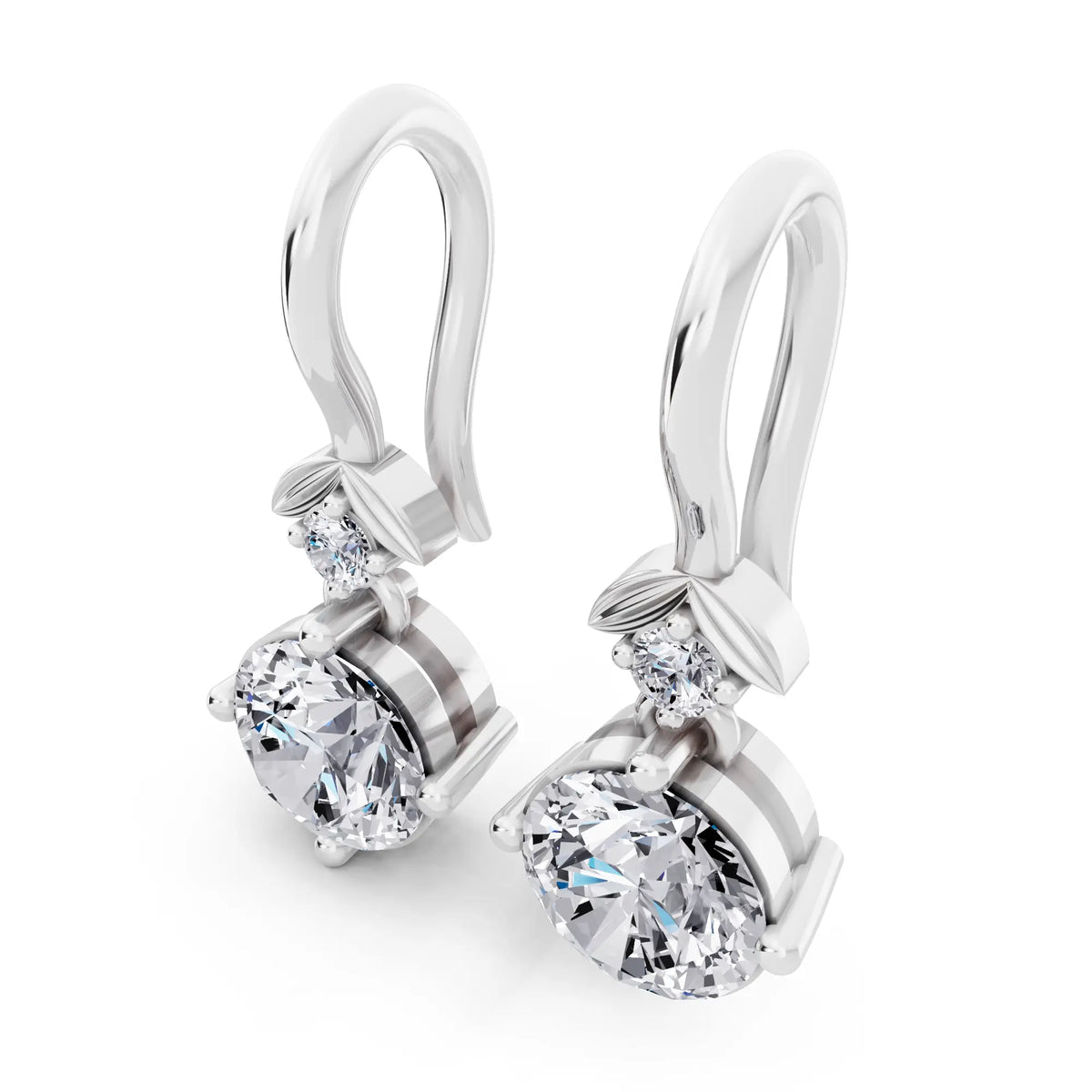 Lab Grown Diamond Round Drop Earrings, campaign image