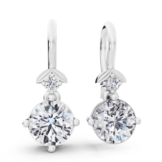 Lab Grown Diamond Round Drop Earrings, front view