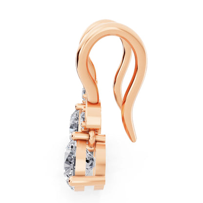 Rose Gold Lab Grown Diamond Round Drop Earrings, right side view