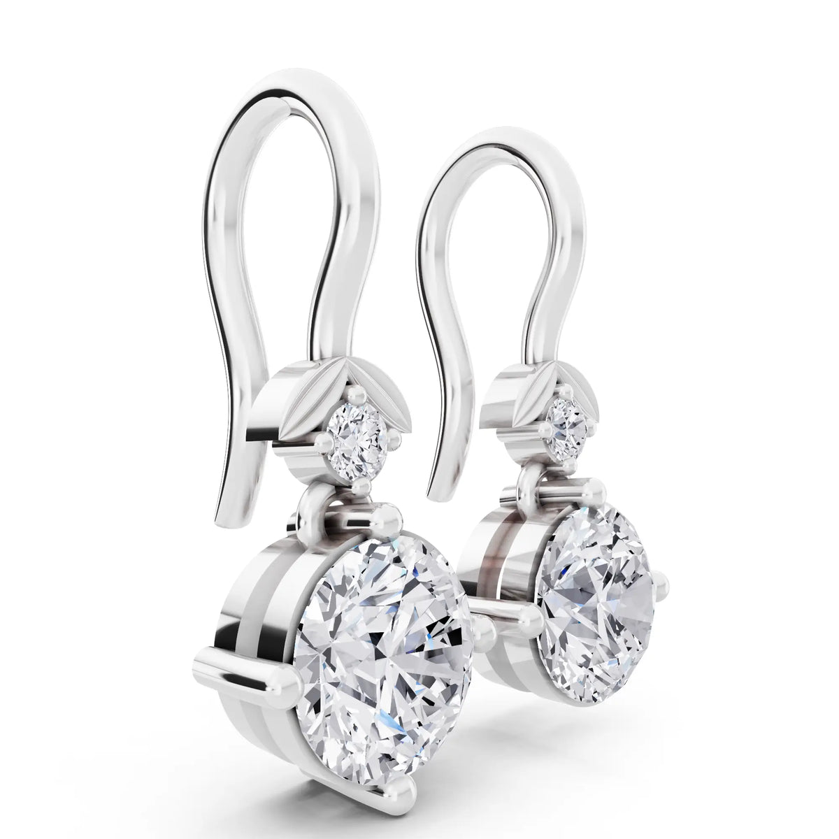 Lab Grown Diamond Round Drop Earrings, top view