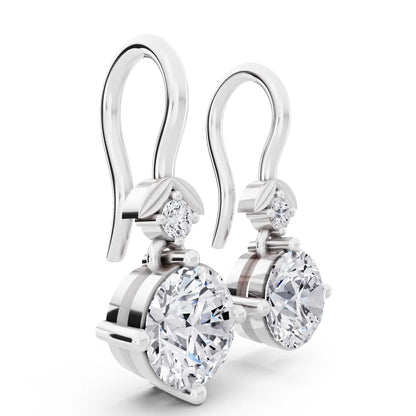 Lab Grown Diamond Round Drop Earrings, top view